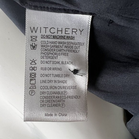 Witchery Modern Cuff Blouse Top Long Sleeve Black Satin Office Work Lux Size S 8 - Picture 10 of 13